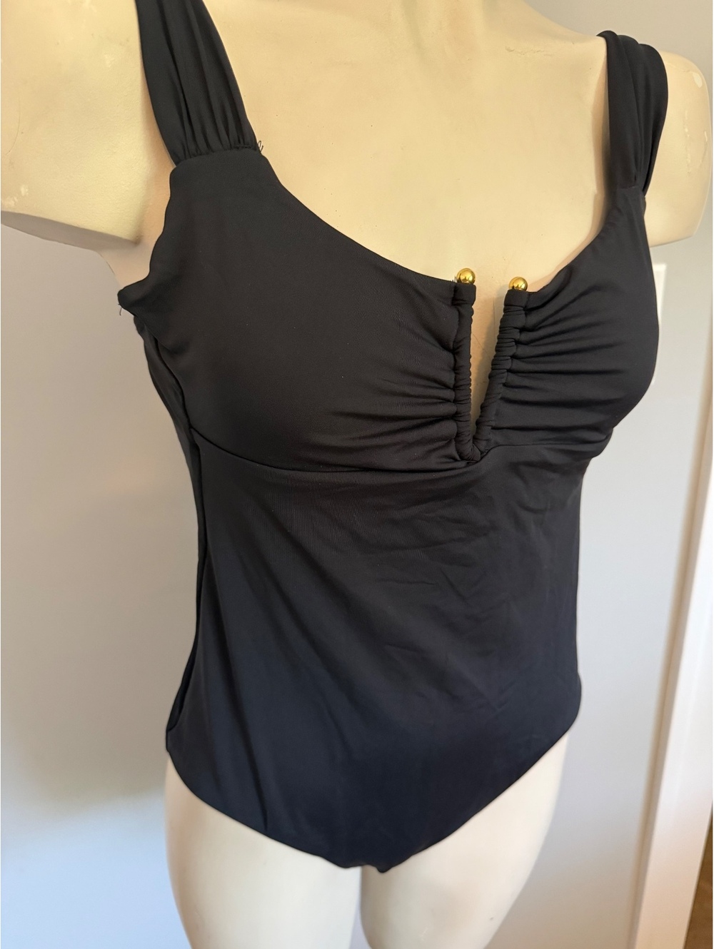 BECCA by Rebecca Virtue Black Plunge One Piece Swimsuit Medium - Picture 2 of 10